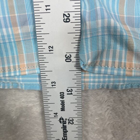 Peter Millar Mens Summer Comfort Plaid Shirt Long Sleeve Size Medium Light Blue - Picture 4 of 7